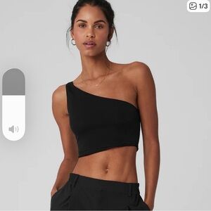 ALO Yoga Black One-Shoulder Crop Top